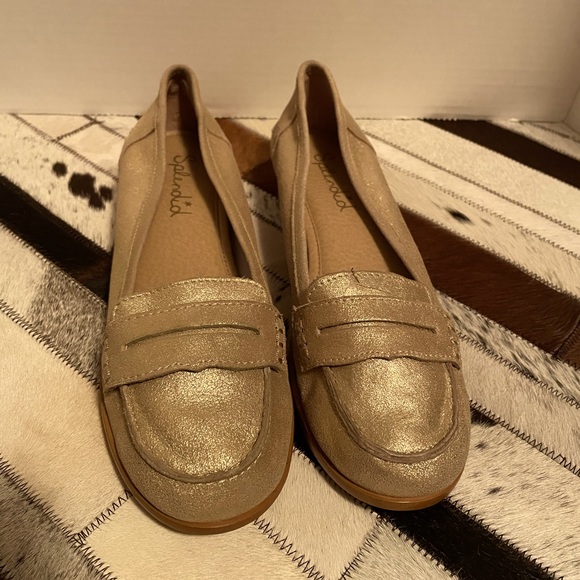 Splendid gold suede leather loafers - Picture 1 of 5